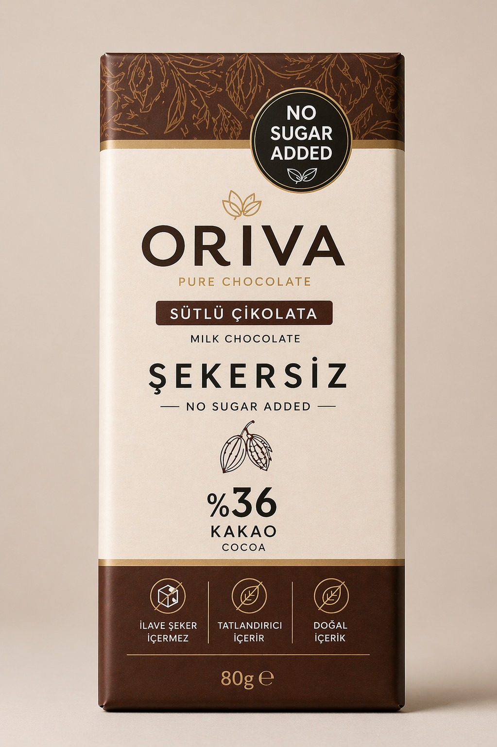 ORİVA Şekersiz Sütlü Çikolata